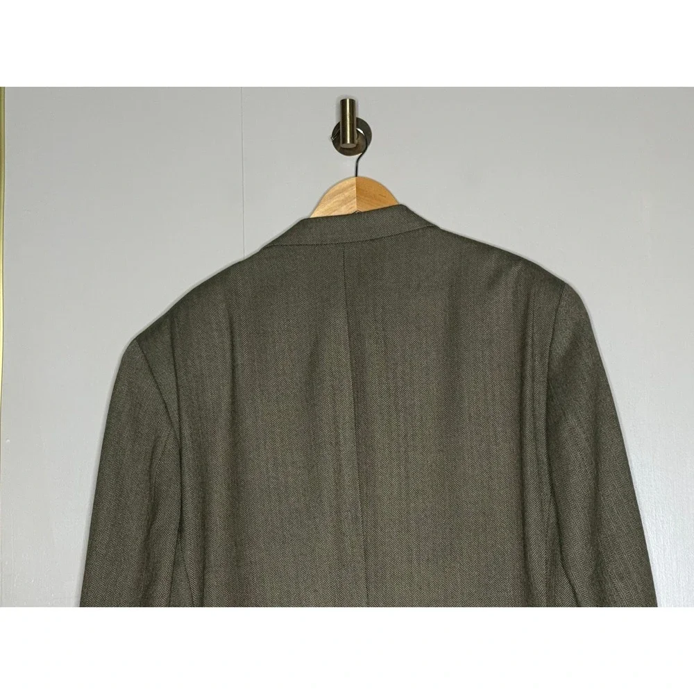 Pure New Wool Lauren Ralph Lauren Blazer 46L Herringbone Made in Canada